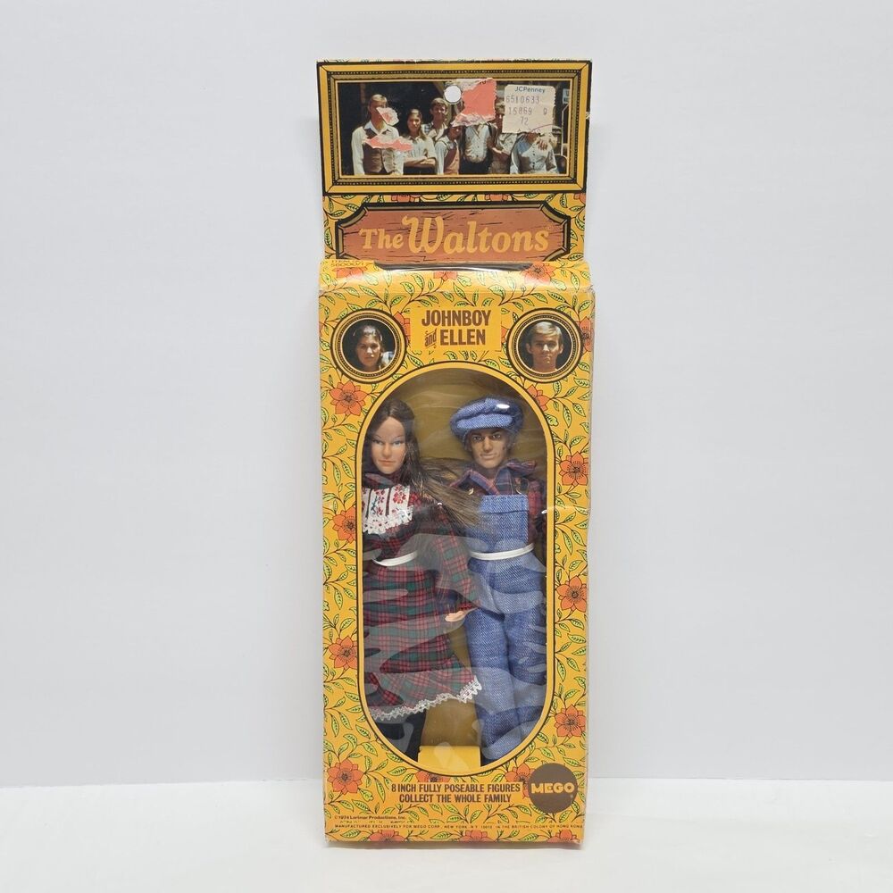 Vintage 1974 Mego The Waltons TV Show JohnBoy & Ellen Dolls Figures In Box